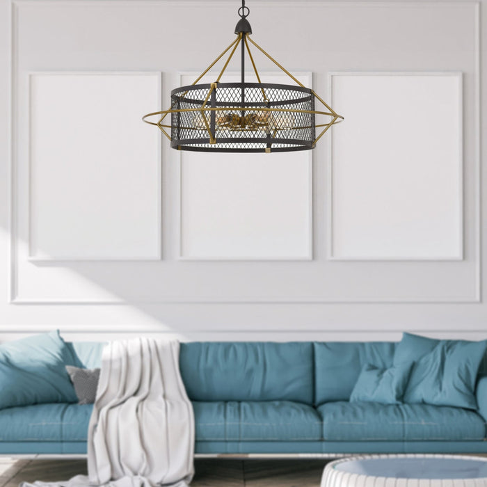 Rustic-Industrial-Round-Antique-Brass-Chandelier-The-Cabin-Shack-1