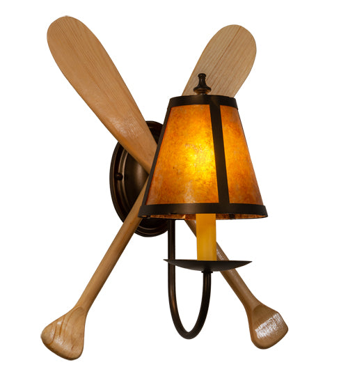 12" Wide Amber Mica Paddle Wall Sconce