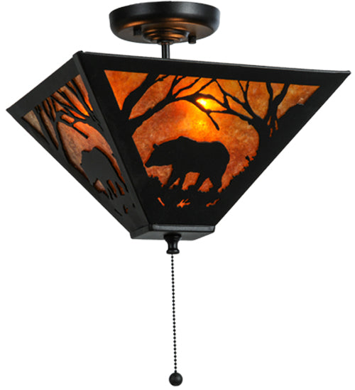 12" Square Woodland Forest Bear Flush Mount Light 2 | The Cabin Shack