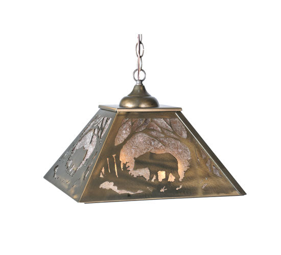 Antique Copper Woodland Wandering Bear Pendant