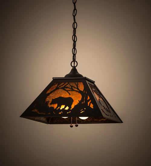 16" Square Woodland Wandering Bear Pendant | The Cabin Shack