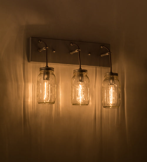 Silver Clear Glass Mason Jar Vanity Pendant | The Cabin Shack