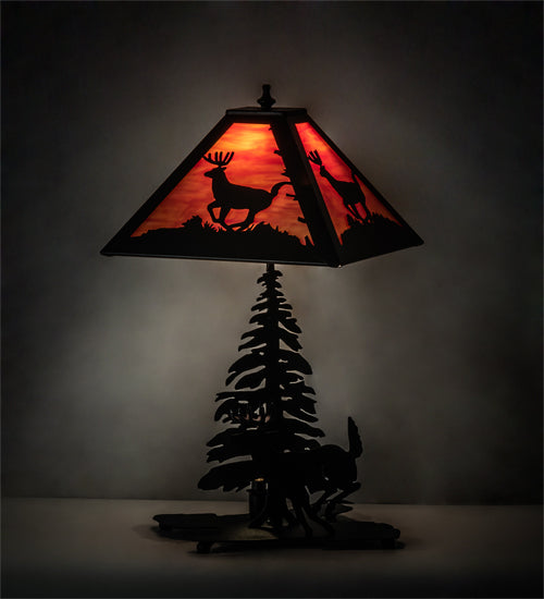 21" High Sunset Forest Deer Accent Lamp | The Cabin Shack