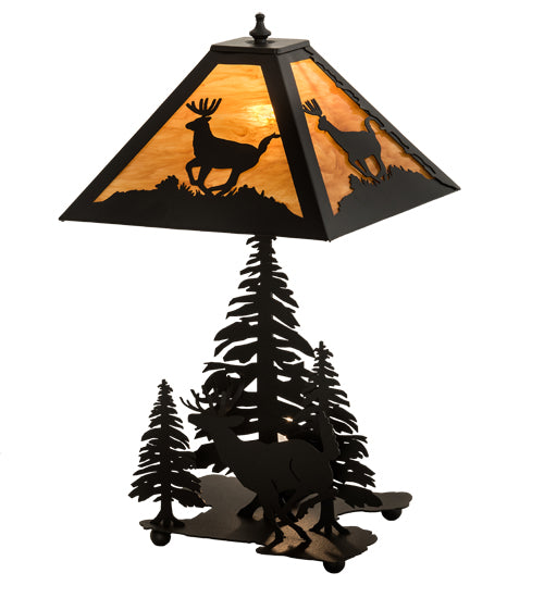 22" High Scampering Deer Forest Table Lamp 2 | The Cabin Shack