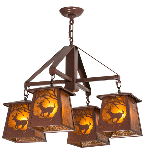 Rust Woodland Deer Pine Chandelier| The Cabin Shack