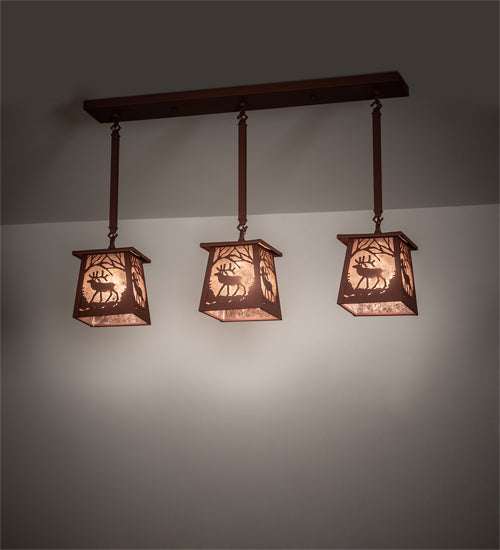 37" Rust Triple Woodland Rust Elk Mountain Pendant | The Cabin Shack