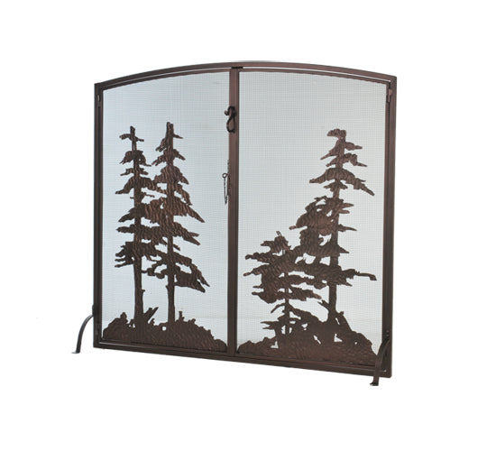 47" Wide Pine Forest Fireplace Screen | The Cabin Shack