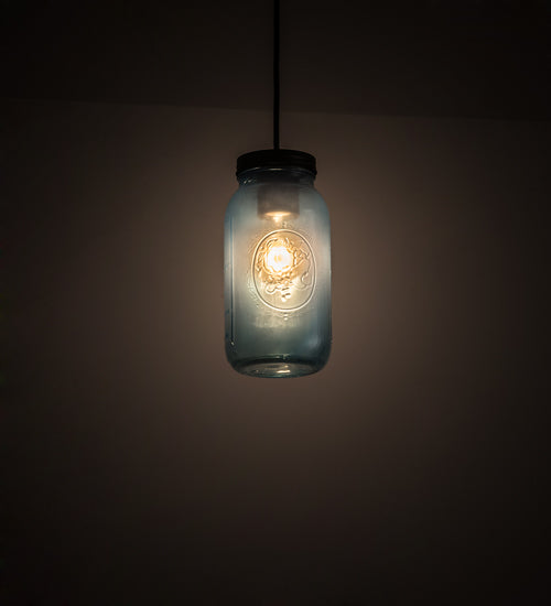 5" Wide Powder Blue Glass Mason Jar Pendant | The Cabin Shack