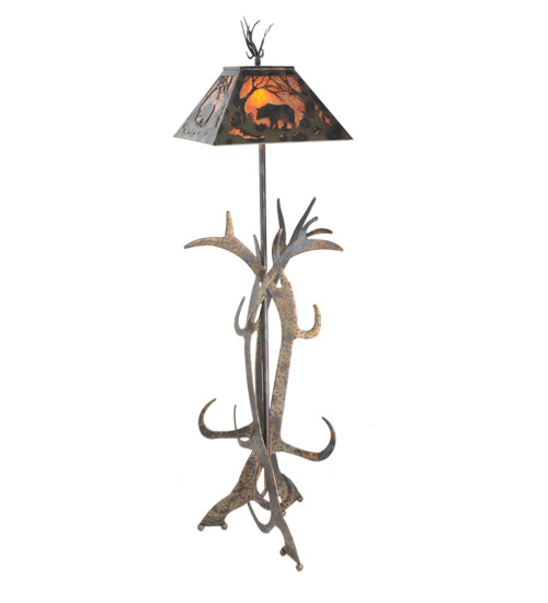 61" High Pine Bear at Dawn Antler Floor Lamp