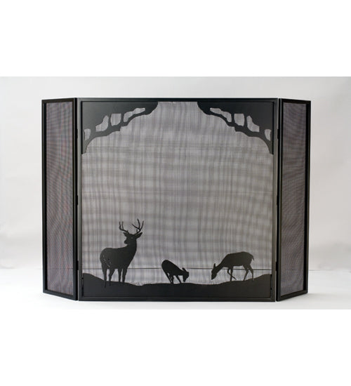 62" Wide Deer at Dawn Fireplace Screen | The Cabin Shack