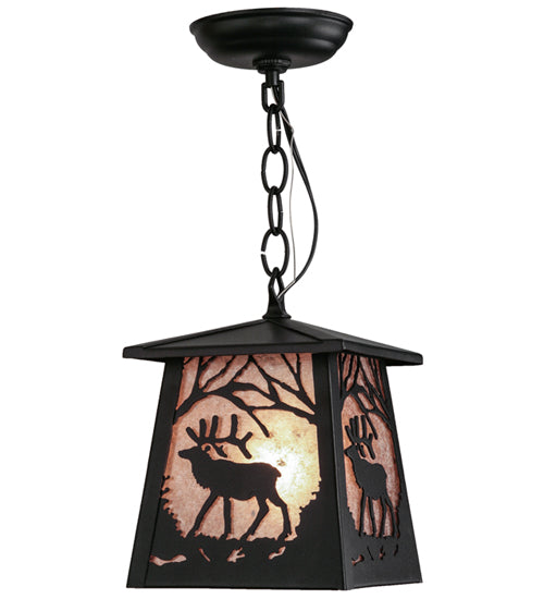 Flat Black Pine Woodland Elk Pendant | The Cabin Shack