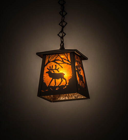 Wrought Iron Pine Woodland Elk Pendant | The Cabin Shack