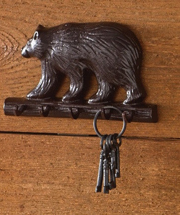 Cabin Decor - Cast Black Bear Key Hook - The Cabin Shack