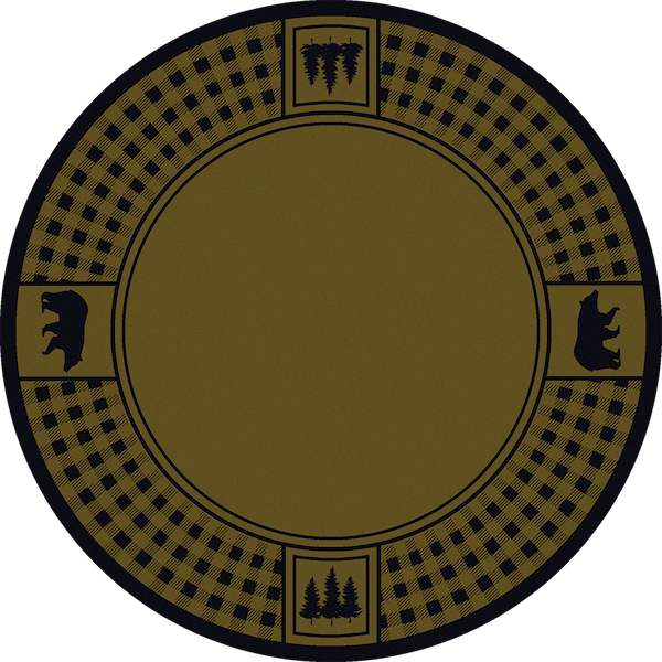 Bear Lane Green Rustic Lodge Rug Round | The Cabin Shack