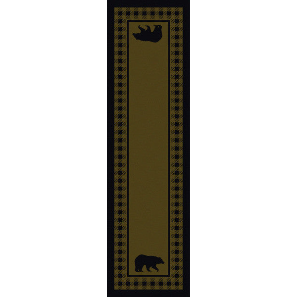 Bear Lane Green Rustic Lodge Rug Runner | The Cabin Shack
