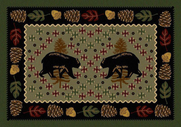 Cabin Rugs | Patchwork Bear Green Lodge Rug 3x4 | The Cabin Shack