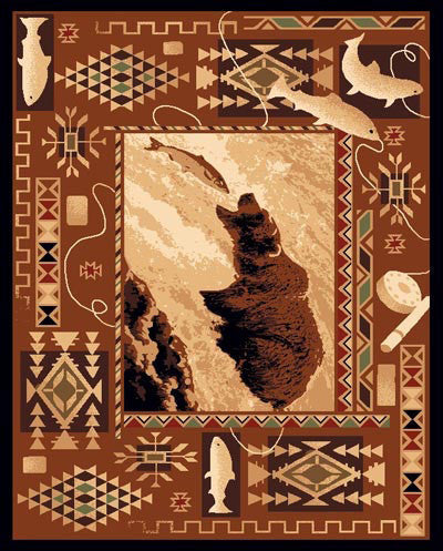 Falls Fishing Rustic Lodge Rug Collection | The Cabin Shack