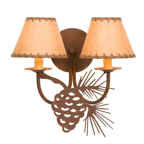Rustic Wall Sconce | Double Pinecone | The Cabin Shack