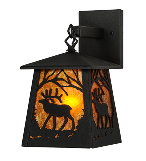 Majestic Woodland Elk Textured Black Wall Sconce | The Cabin Shack