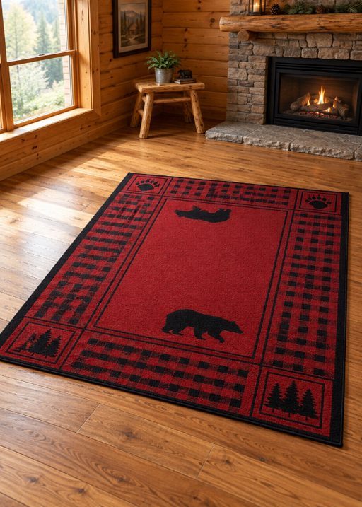 Bear Lane Red Rug Collection | The Cabin Shack