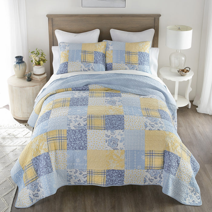 Blue-Plaid-Floral-Garden-Quilt-Set-Quilt-Set-The-Cabin-Shack-2