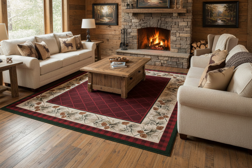 Evergreen Garnet Rug Staged | The Cabin Shack