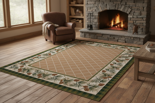 Evergreen Sandstone Rug Staged | The Cabin Shack