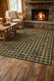 Wooded Pines Green Lodge Rug Collection Staged | The Cabin Shack