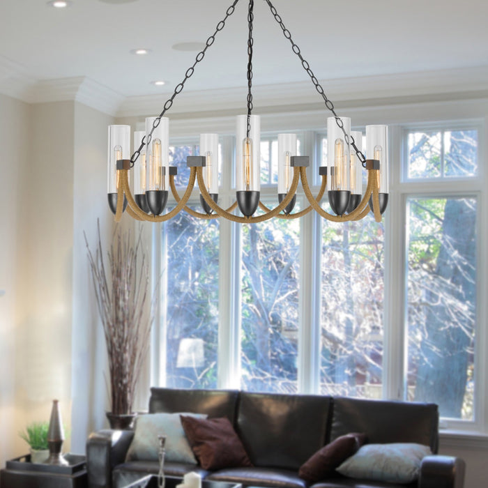Castle-Pines-Burlap-9-Light-Chandelier-The-Cabin-Shack-4