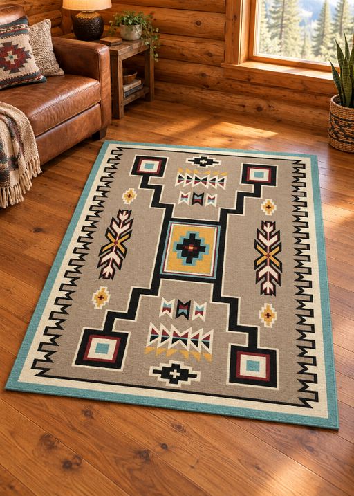 Crow Wing Turquoise Rug | The Cabin Shack