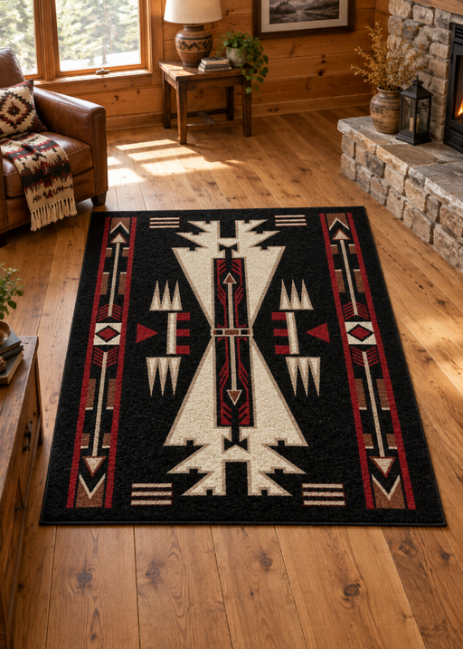 Native Arrow Black Rug | The Cabin Shack
