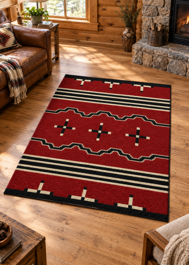 Native Cross Red Rug | The Cabin Shack