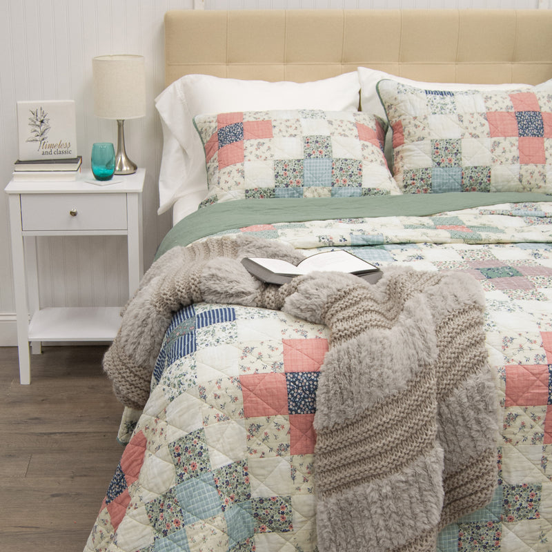 Patterned-Plaid-Floral-Garden-Quilt-Set-Quilt-Set-The-Cabin-Shack-3