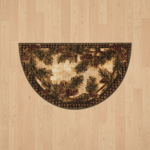 Pinecone Gingham Circle Rug Staged | The Cabin Shack