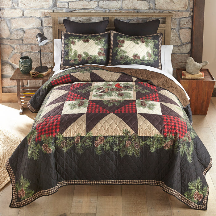 Red-Rocks-Pinecone-Patterned-Quilt-Set-The-Cabin-Shack-1