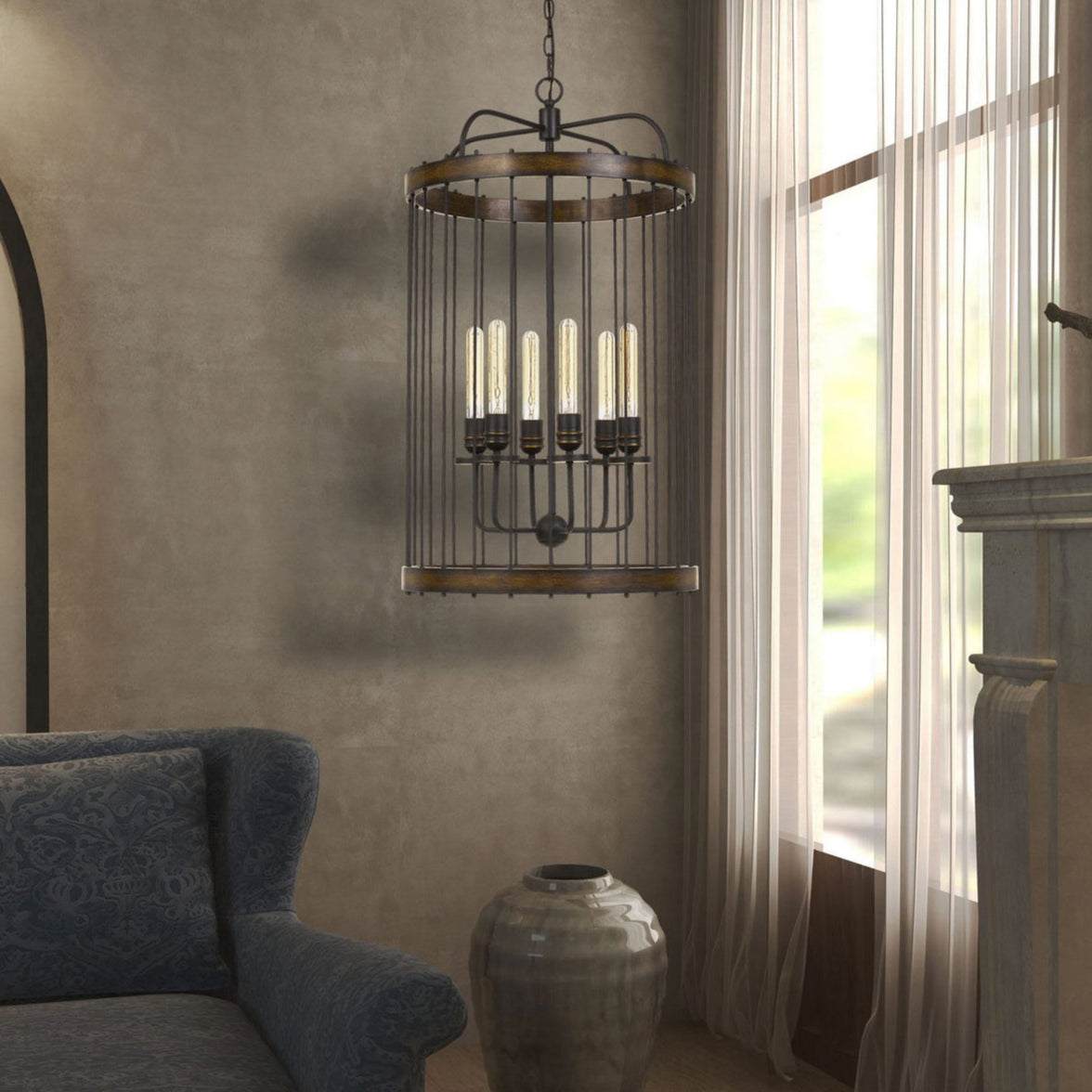 Rustic Industrial Lantern 6 Light Chandelier | The Cabin Shack