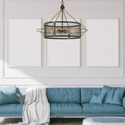 Rustic-Industrial-Round-Antique-Brass-Chandelier-The-Cabin-Shack-1
