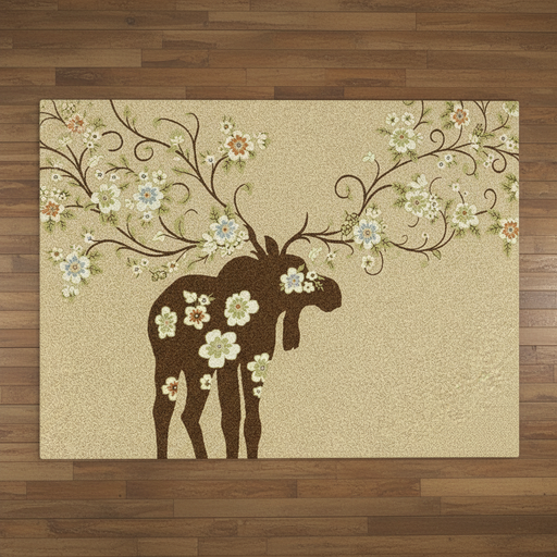 Tan Moose Retreat Lodge Rug Collection Staged | The Cabin Shack