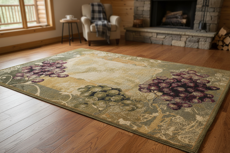 Wine Vineyard Green Rug Collection Staged | The Cabin Shack