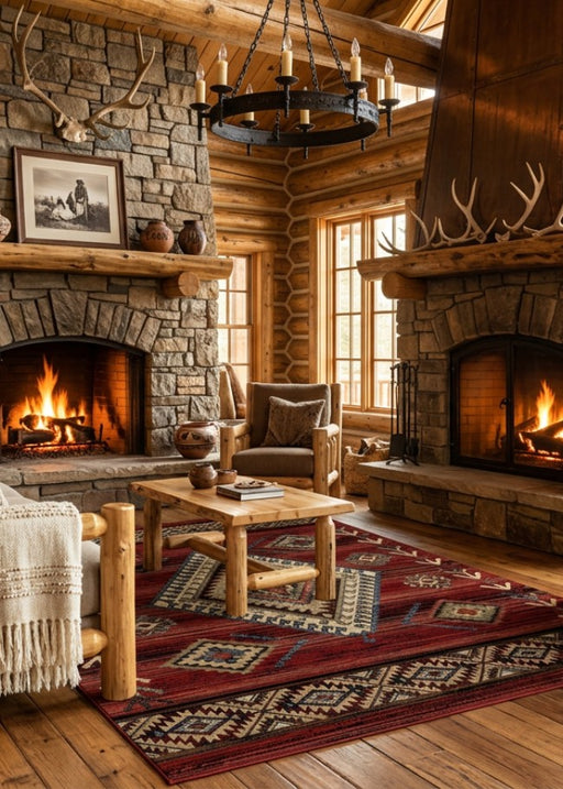 Amarillo Rust Rug Living Room | The Cabin Shack