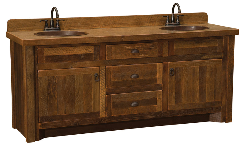 Antora Peak Reclaimed Barnwood Vanity shown in a 72-inch double-sink layout