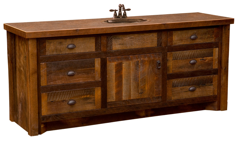 Antora Peak Reclaimed Barnwood Vanity shown in a 72-inch center-sink layout