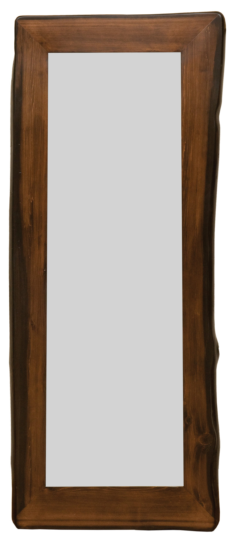 Angled view of the Arrow Peak Cedar Log Floor Mirror