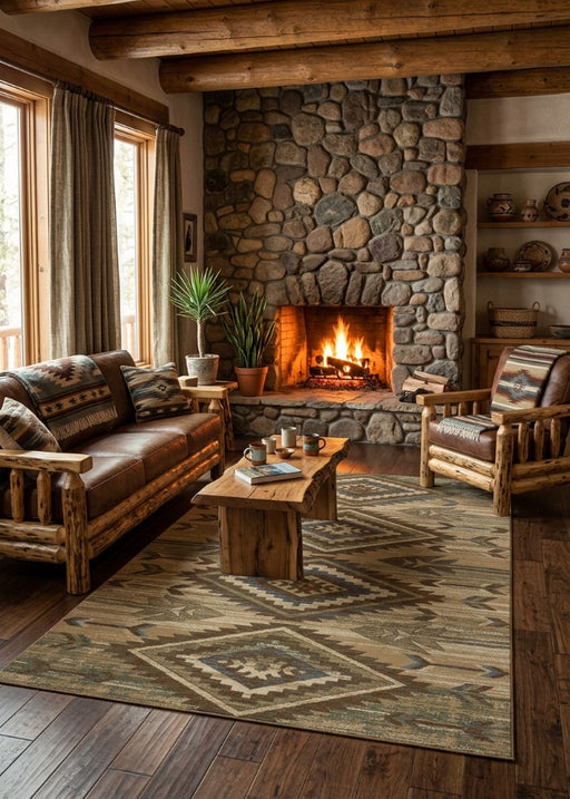 Arrow Tip Rug Living Room | The Cabin Shack