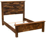 Angled view of the Aspen Reclaimed Barnwood Bed showcasing solid wood construction