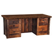 Angled view of the Augusta Mountain Barnwood and Hickory Executive Desk
