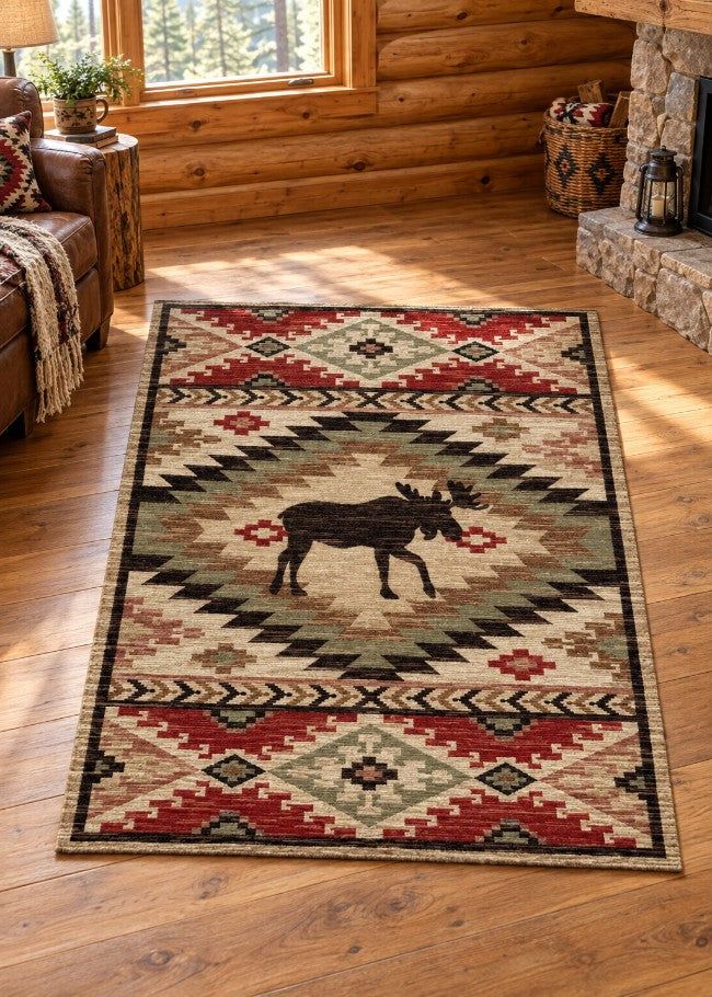 Autumn Moose Rug Living Room | The Cabin Shack