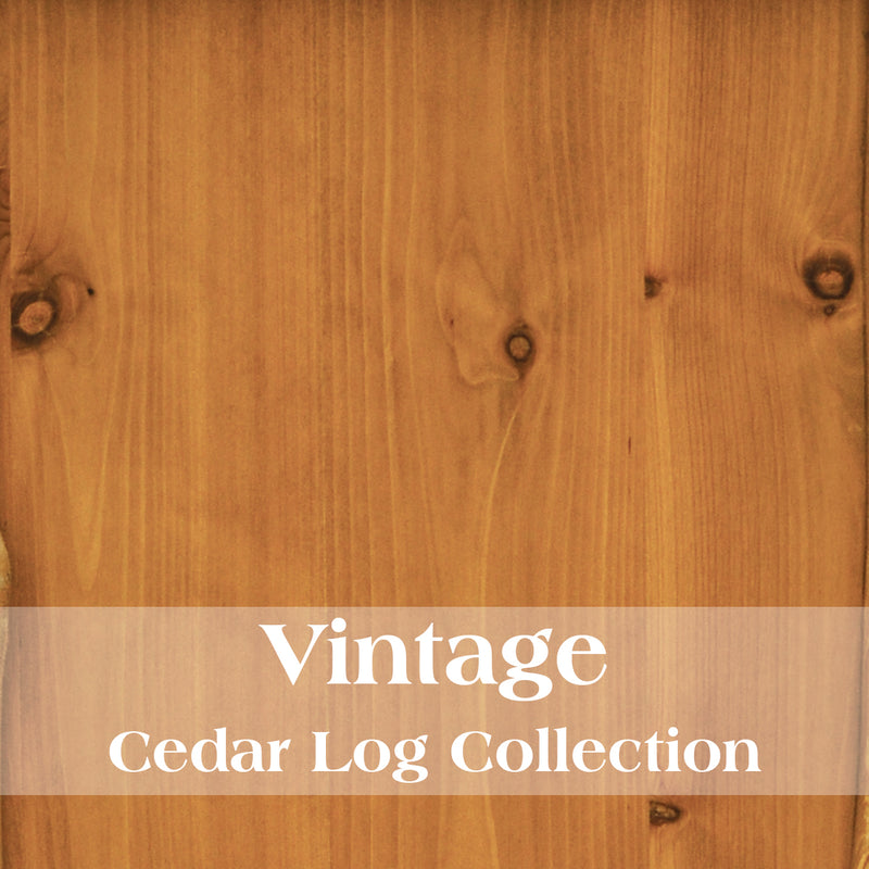 Vintage finish cedar log bed with softly aged appearance and subtle rustic character