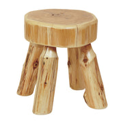 Angled view of the Bald Knob Cedar Log Foot Stool