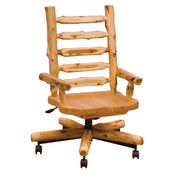 Angled view of the Bandit Peak Cedar Log Executive Desk Chair
